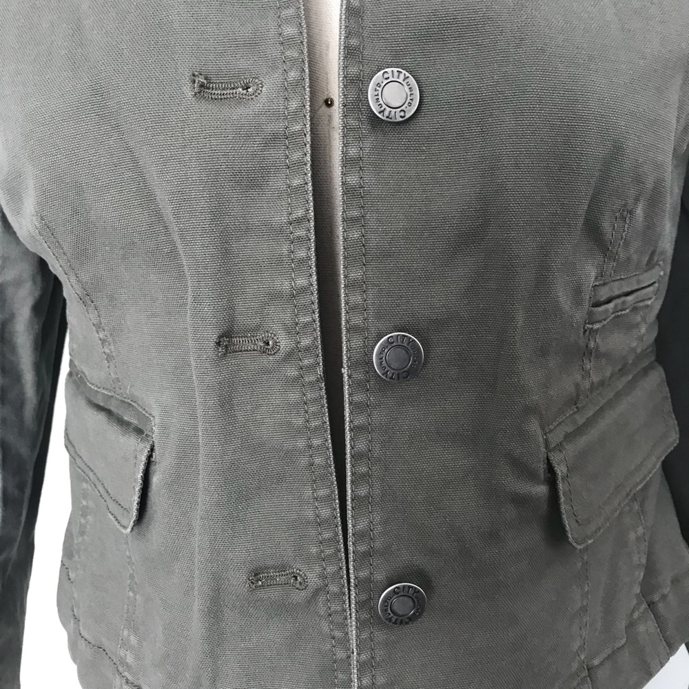 city untld army green button down jacket 4P - Picture 3 of 7